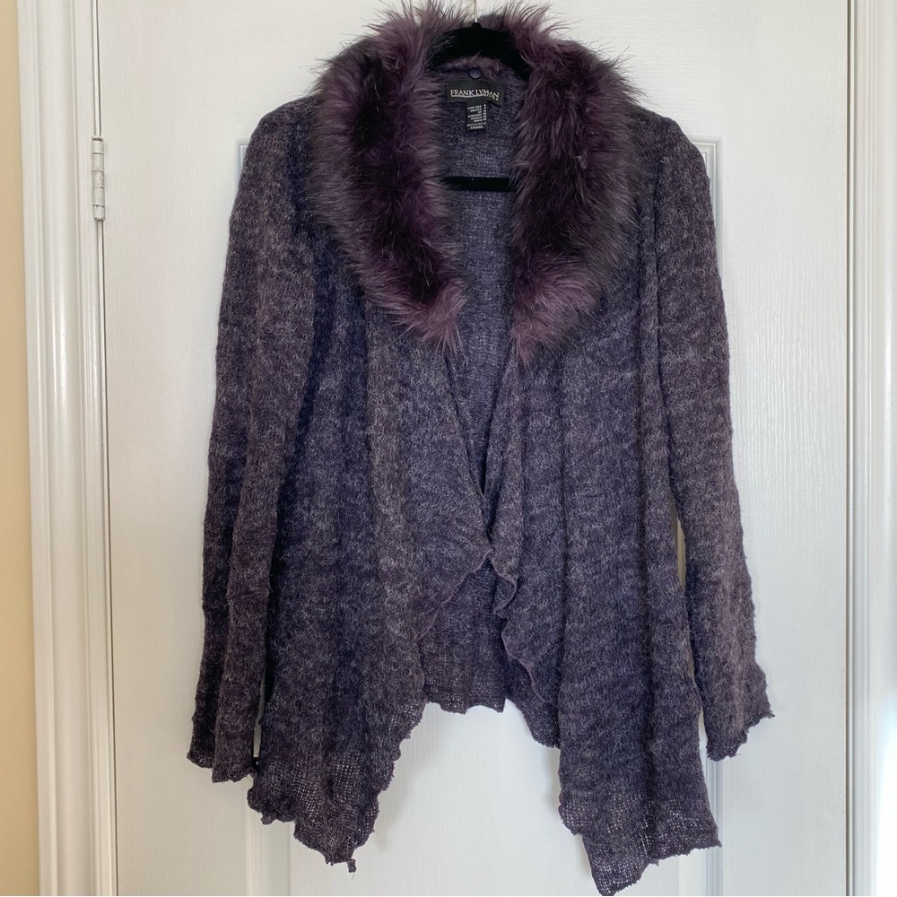 Frank Lyman cardigan with removable fur collar